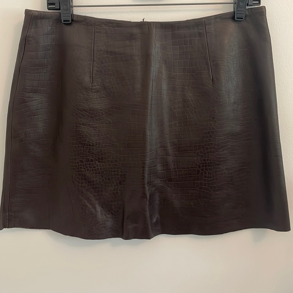 Express Chocolate Brown Leather Skirt